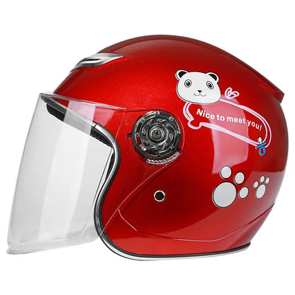 Children's Helmet with Cute Cartoon Pattern – Anti-Fall Open Face Safety Helmet for Kids, Four Seasons Motorcycle Protection