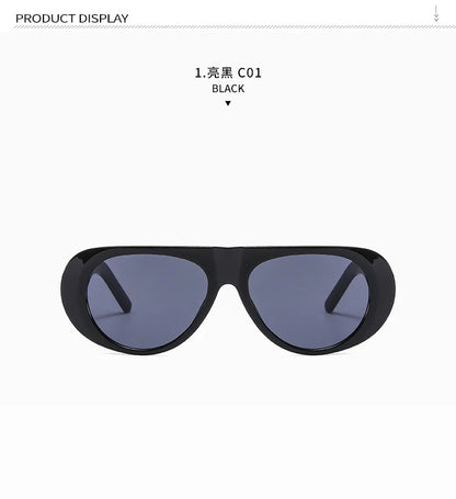 Fashion Retro Oval Large Frame Sunglasses — Minimalist Design UV-Resistant Eyewear for Women