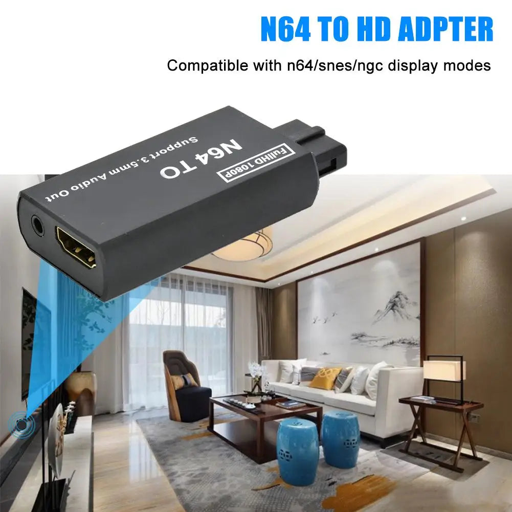 N64 to HDMI Converter Adapter — Plug & Play for N64/SNES/NGC (PAL/NTSC) with 3.5mm Audio Output