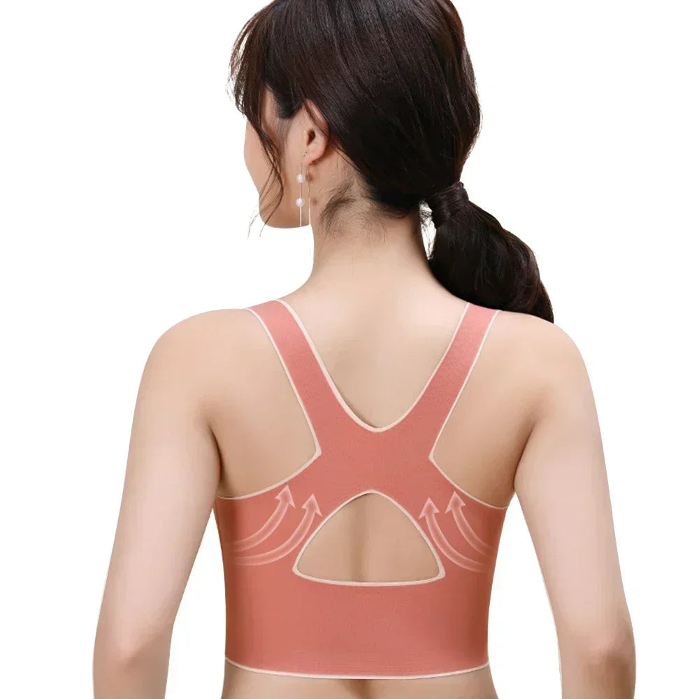 Front Adjustable Buckle Sports Bra: Wireless Padded Comfy Gym Yoga Underwear for Low Intensity Workout - Breathable Fitness Top for Women