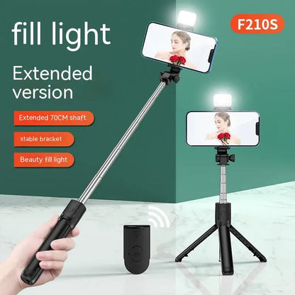 All-in-One Expandable iPhone Tripod Selfie Stick – Portable with Detachable Bluetooth Remote, Compatible with Smartphones