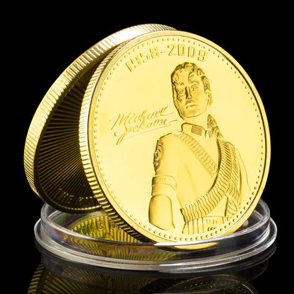 Michael Jackson Commemorative Coin - Gold-Plated King of Pop Souvenir Collectible with 3D Relief Design (1958-2009)