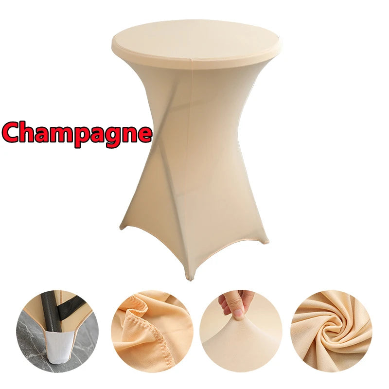 Spandex Round Tablecloth - Stretch Elastic Cocktail Table Cover for Wedding, Party, Hotel & Event Decor