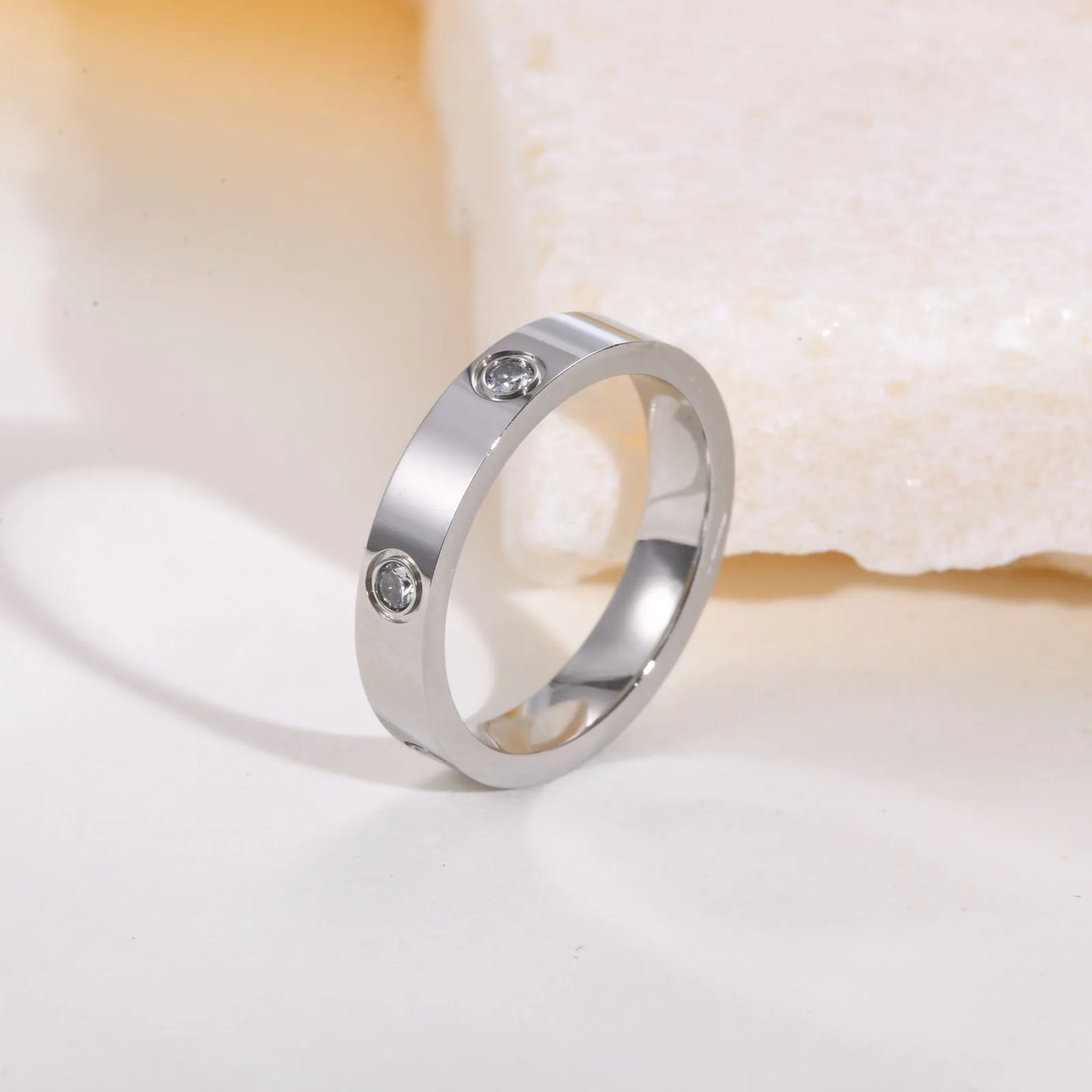 Gold-Plated Cubic Zirconia Love Ring — Promise & Wedding Band for Women