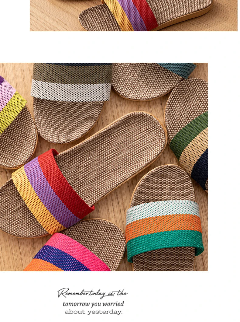 Unisex Fabric Summer Slippers – Breathable Soft Slip-On Indoor Home Shoes