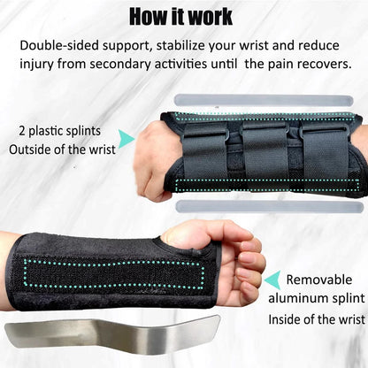 Adjustable Wrist Brace for Carpal Tunnel Relief — Night Support with Splints for Injury, Pain, Sprain, and Tendonitis
