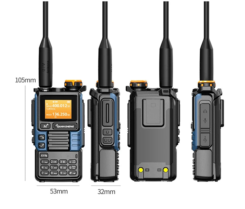 Quansheng UV-K6 Upgrade UV-K5 Interphone – 5W Air Band Radio, UHF/VHF, DTMF, FM Scrambler, NOAA Wireless Frequency with Type-C Charging