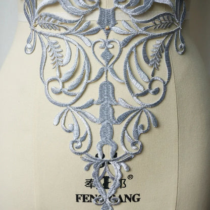 Silver Baroque Sequin Flower Applique – Embroidered Iron-On Patch for Wedding & DIY Crafts