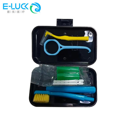 Portable Dental Cleaning Kit - Travel Oral Care Set with Toothbrush, Interdental Brush & Tongue Scraper