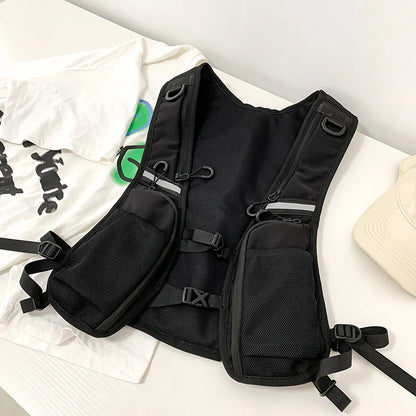 Hip-Hop Streetwear Chest Rig Bag for Men — Waterproof Tactical Vest Pack with Nylon Pockets for Fashion & Functional Storage