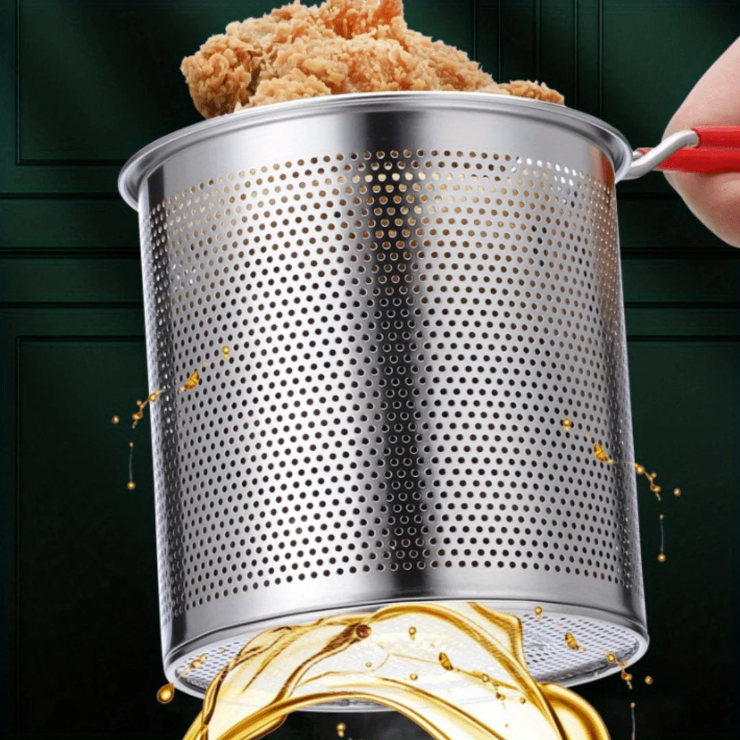 Stainless Steel Fry Basket – Small Tempura & Deep Fry Pot for French Fries & Chicken