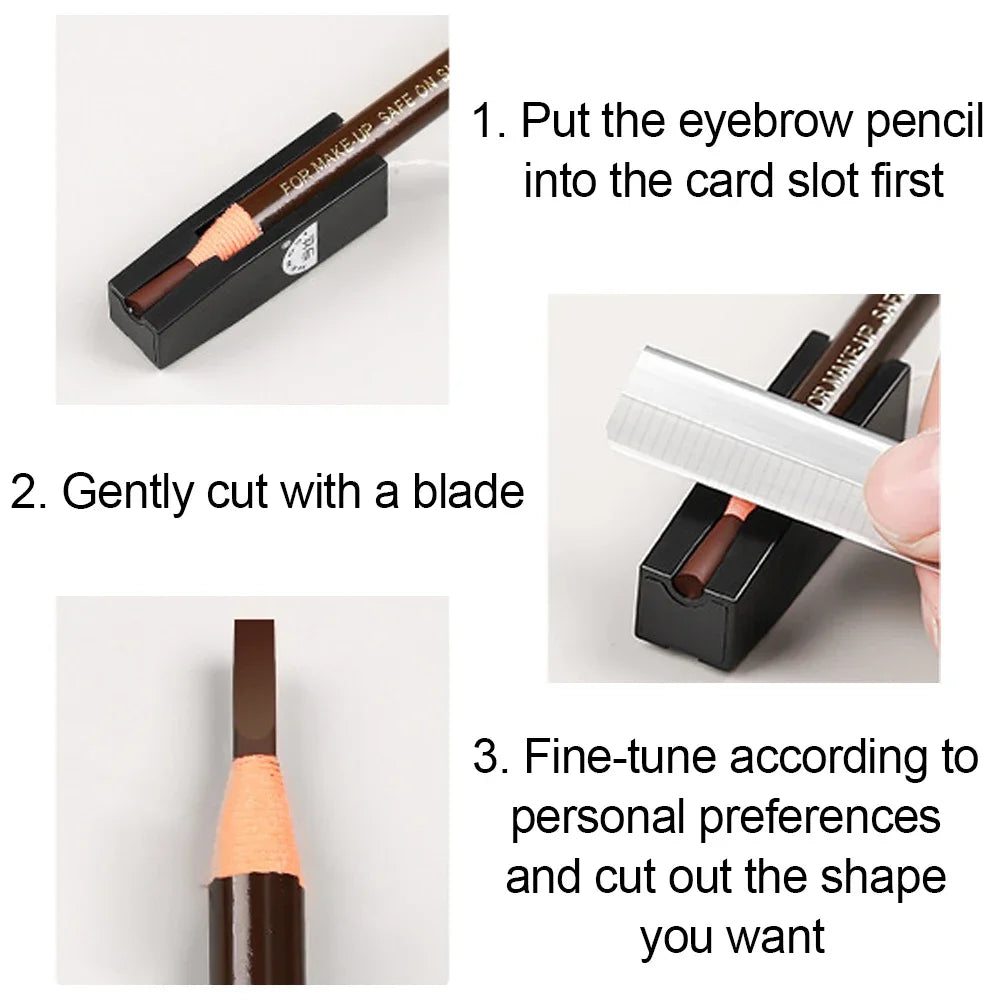Waterproof Eyebrow Tattoo Tint Set: Microblading Supplies with Sharpener & 10Pcs Brow Trimmer Blade - Brow Enhancers Pencil