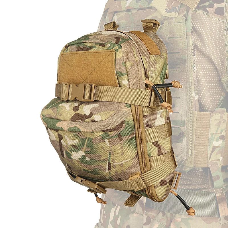 Mini Hydration Tactical Backpack – Outdoor Water Bladder Carrier with Zipper Pouch, 1000D Nylon for Hunting & Sports
