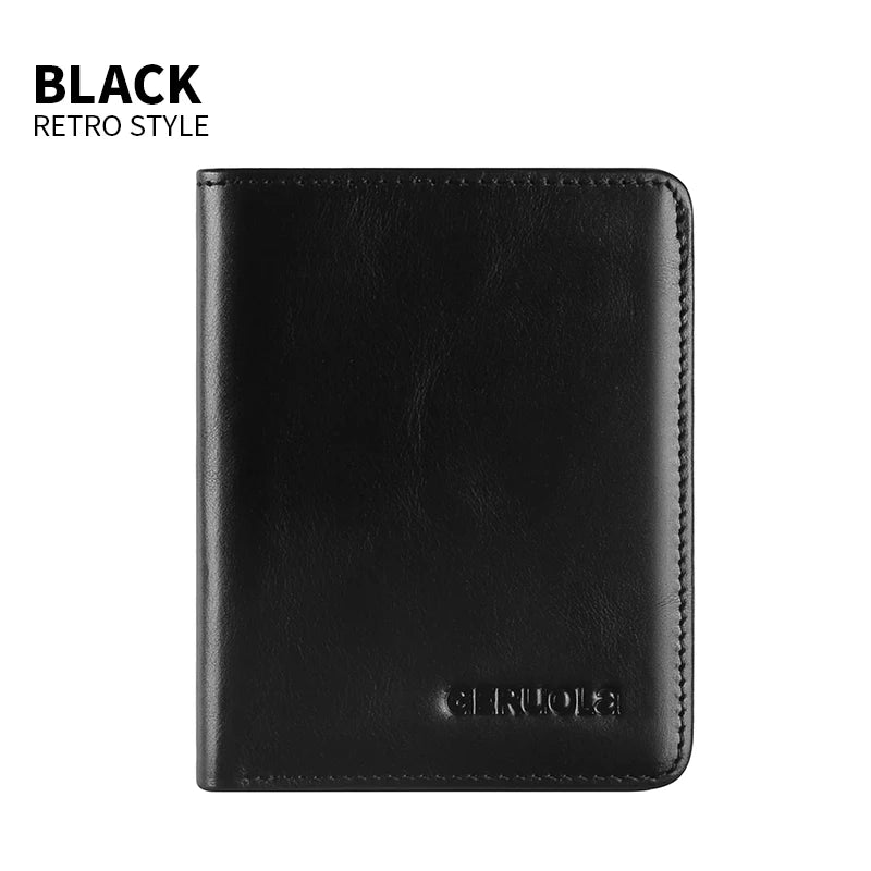 GERUOLA Vintage Genuine Leather Men’s Wallet – Ultra-Thin RFID Blocking Top-Grain Cowhide Multi-Card Holder with Secure Snap Button Slim Wallet for Men