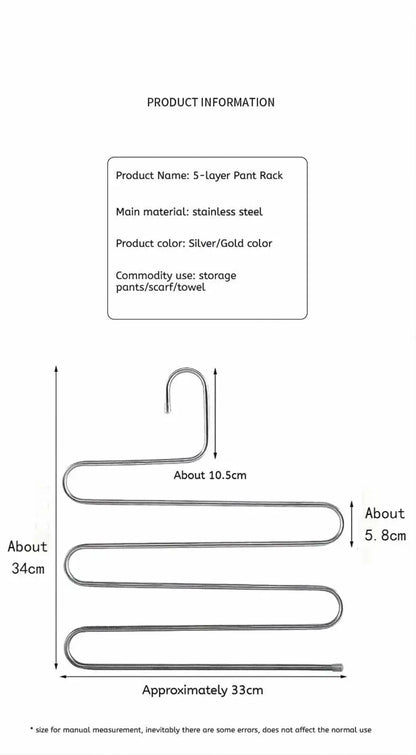 5-Layer Multi-Functional Clothes Hanger – Non-Slip Pant Storage Rack for Hanging & Organization