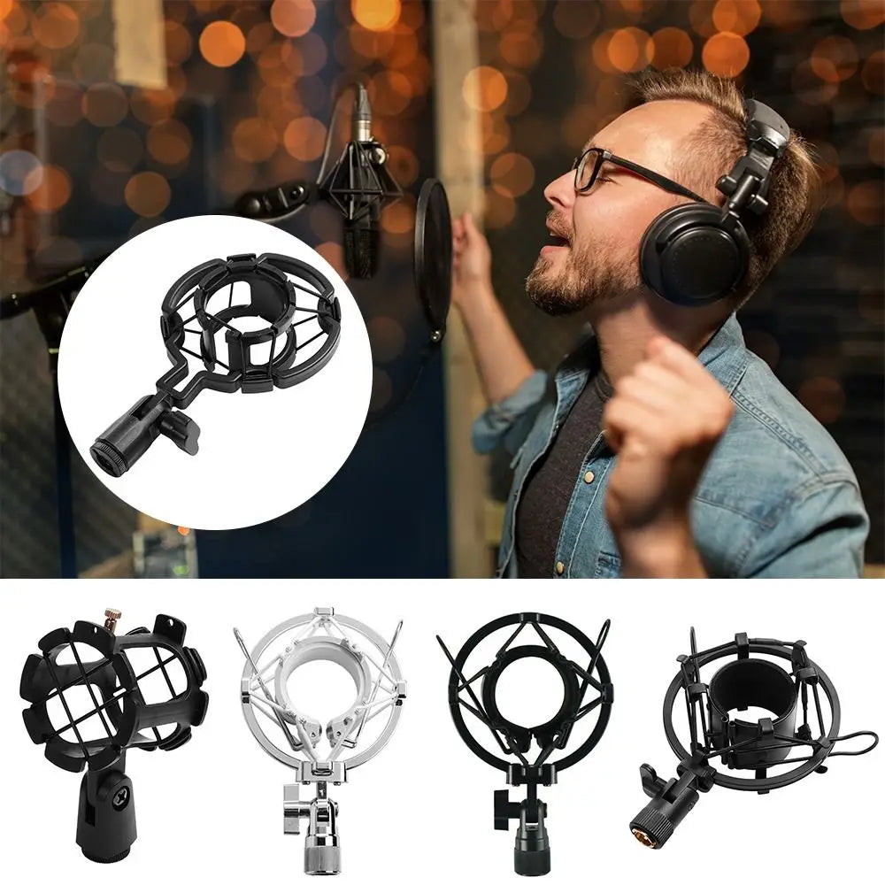 Universal Microphone Shock Mount - Professional Shockproof Stand Bracket for Studio Recording & DIY Audio Setup