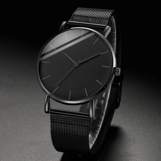 Men’s Ultra-Thin Quartz Watch – Fashion Business Stainless Steel Mesh Band Wristwatch