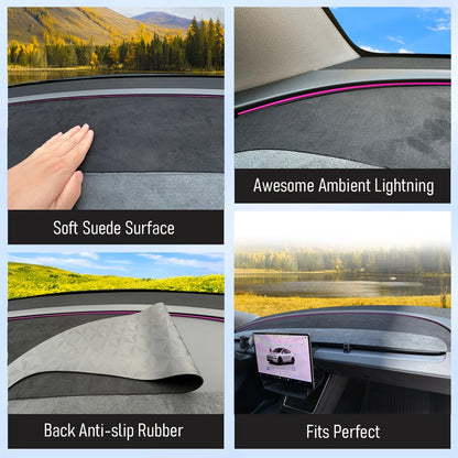 Tesla Model Y Juniper 2025–2026 Dashboard Cover - Suede Anti-UV Sunshade Mat with Non-Slip Protection