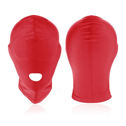 Sexy Red Unisex Full Face Cosplay Mask – Open Eyes & Mouth Hood for Halloween, Role Play, and Costume Parties