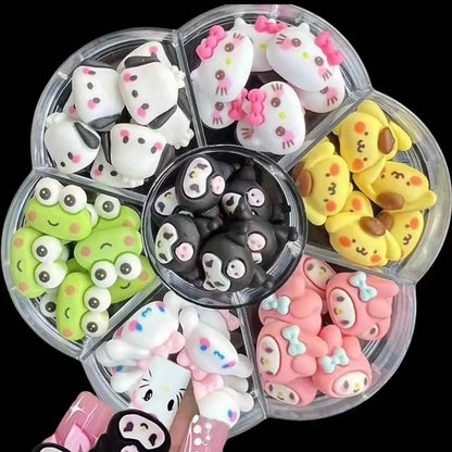 120PCS Sanrio Nail Charms Set - Kuromi, Cinnamoroll, and My Melody Resin Decorations for DIY Manicure Nail Art