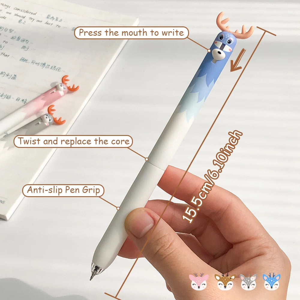 4-Piece Cute Animal Gel Pen Set - 0.5mm Quick-Drying Black Ink Pens with Baby Chicken & Penguin Designs
