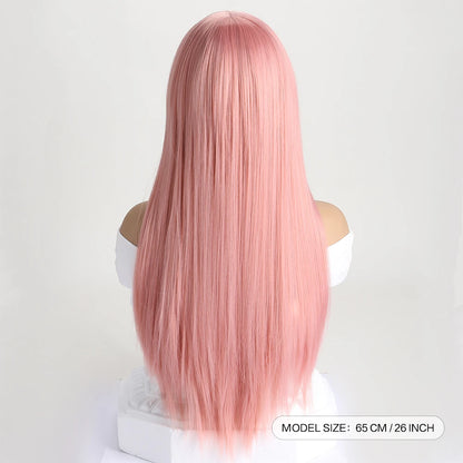 26" Long Straight Synthetic Wig for Women – Colorful Fashion Wig for Daily Wear, Halloween Costume, Party & Cosplay