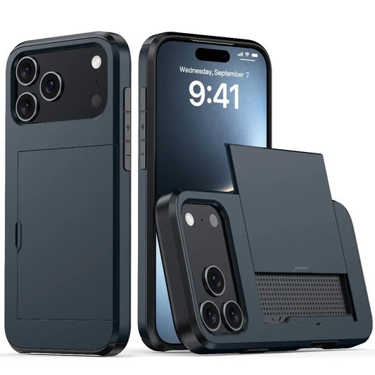 Shockproof iPhone Case with Wallet Card Holder – Protective Cover for iPhone 17, 16, 15, 14, 13, 12, 11 Series, Including Mini & Pro Max