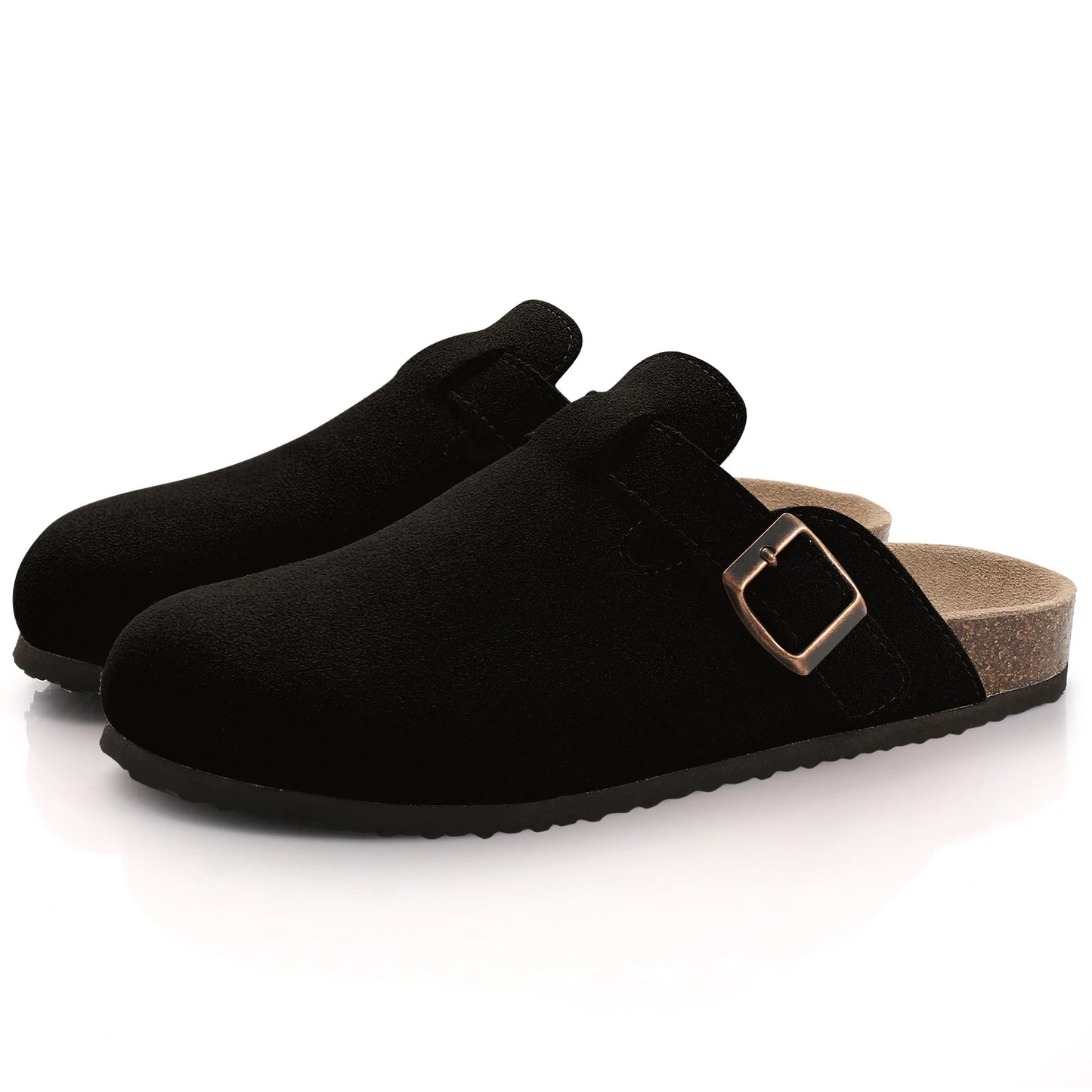 Comwarm Women’s Suede Mules & Men’s Cork Insole Clogs – Arch Support Sandals for Outdoor, Beach, and Home Slides