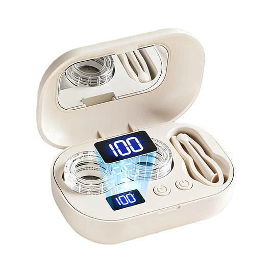 Portable Ultrasonic Contact Lens Cleaner Case – USB Rechargeable Lens Cleaning Machine for Removing Protein Deposits & Eye Care Hygiene