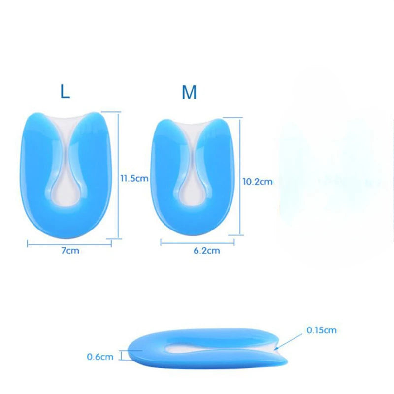 Silicone Gel Heel Cushion Insoles - Plantar Fasciitis Support Foot Pain Relief Shoe Inserts