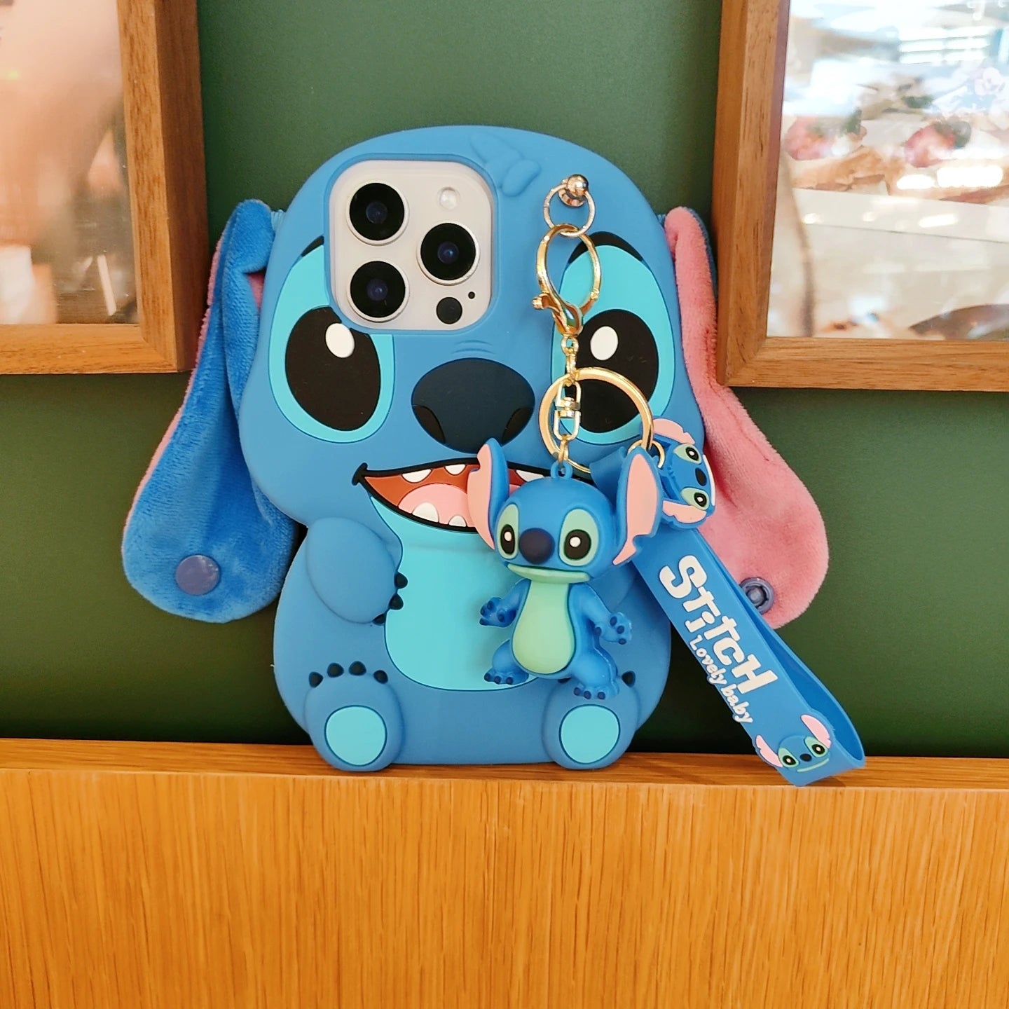 3D Cartoon Stitch Keychain Plush Phone Case with Ear Cover – Compatible with Samsung Galaxy S23/S24/S25 Ultra & A14-A34 Series