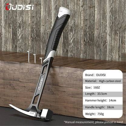 Magnetic Claw Hammer - Non-Slip Shockproof Steel Hand Tool for Woodworking and Nail Removal