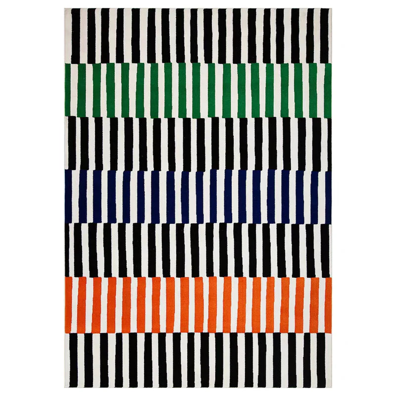 Black Stripe Plush Rug — Non-Slip Luxury Carpet for Living Room, Bedroom, Study, and Nordic Home Decor