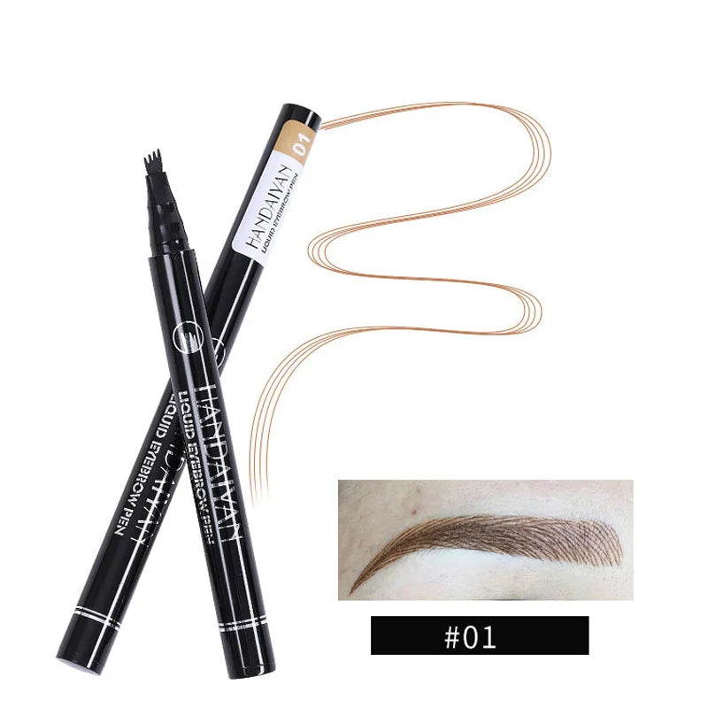 4D Microblading Eyebrow Pen – 4-Fork Tip Waterproof Long-Lasting Eyebrow Tattoo Pencil for Natural Fine Hair-Like Makeup