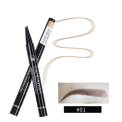 4D Microblading Eyebrow Pen – 4-Fork Tip Waterproof Long-Lasting Eyebrow Tattoo Pencil for Natural Fine Hair-Like Makeup