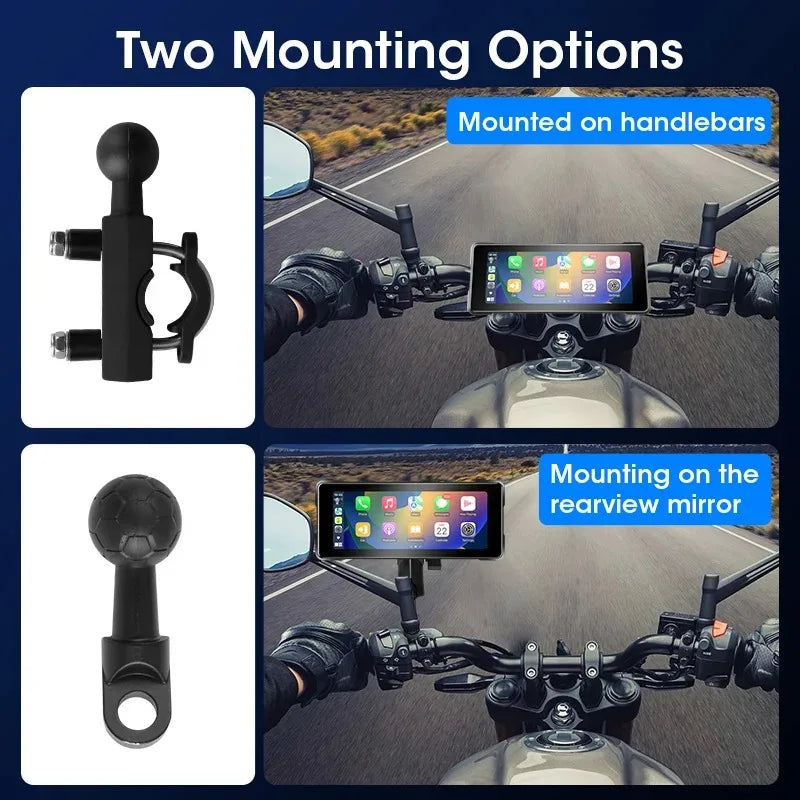 7-Inch Motorcycle GPS Navigation with Wireless Apple CarPlay & Android Auto – Waterproof Touchscreen Display, BT Connectivity, IPX7