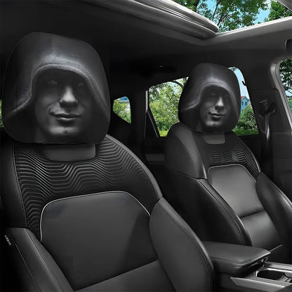 Dark Aesthetic Car Headrest Covers - 2-Piece Mysterious Portrait Universal Fit Set