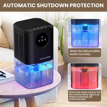 Portable Dehumidifier – 35oz Capacity, Silent Operation, Colorful Lights & Timer Switch for Home & Bedroom