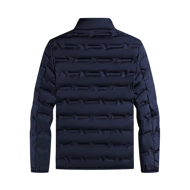 Graphene Self-Heating Down Jacket for Men – Solid Windproof, Pleated Stand Collar, Warm Winter Outerwear