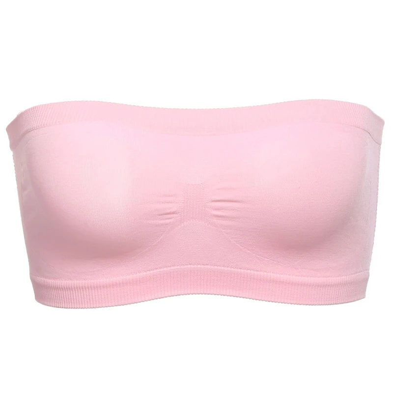 Women’s Sexy Strapless Crop Top Bra – Breathable Mesh Bandeau, Invisible No-Pad Summer Brassiere