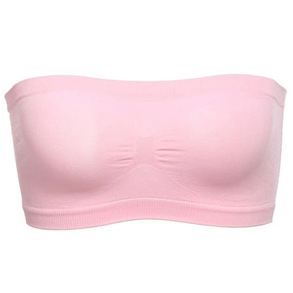 Women’s Sexy Strapless Crop Top Bra – Breathable Mesh Bandeau, Invisible No-Pad Summer Brassiere
