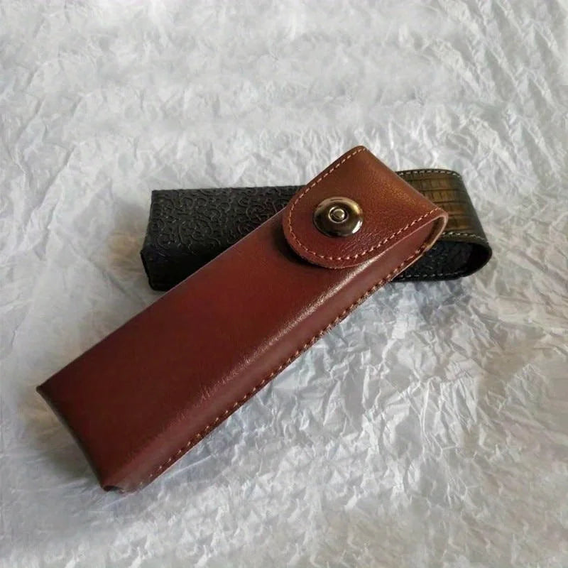 Classic Leather Eyeglasses Case – Elegant Hard Glasses Box for Men & Women, Suitable for Slim & Narrow Frames