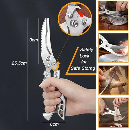 Laser Damascus Kitchen Knife Set – Cleaver, Meat, Fruit, Bread, Boning Knife and Chicken Scissors for Barbecue and Home Cooking