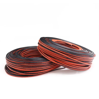 1/2/5M Copper Silicone Rubber Wire – Flexible 30 to 10 AWG 2-Pin DIY LED Connector Cable, Black & Red