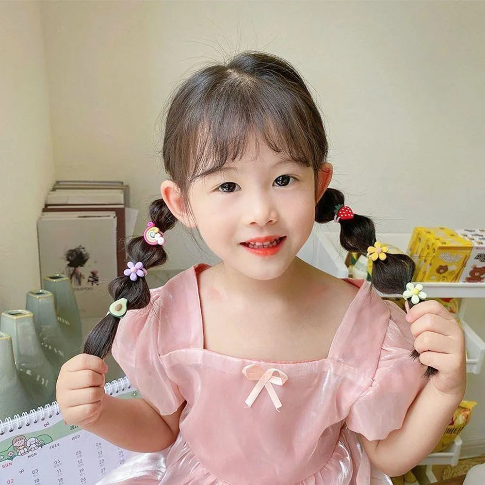 Cute Cartoon Hair Ties for Girls - High-Elasticity Hair Bands with Animal, Flower, and Fruit Designs