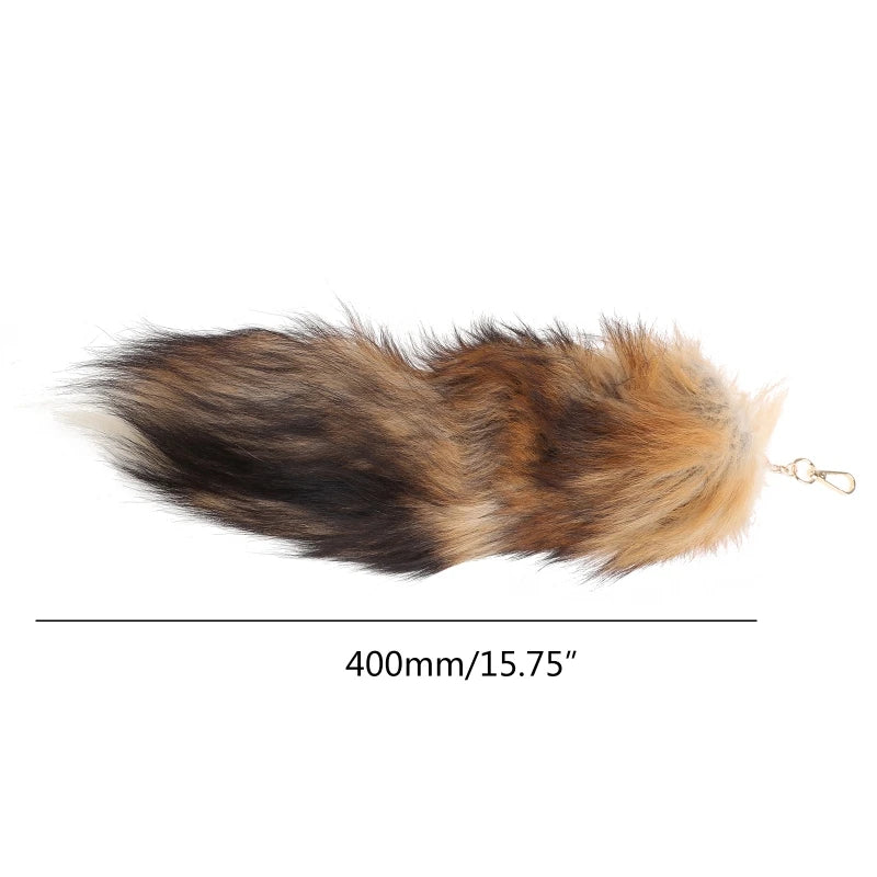 Plush Fox & Raccoon Tail Keychain – 28cm Furry Animal Tail Pompom Bag Charm & Keyring Pendant