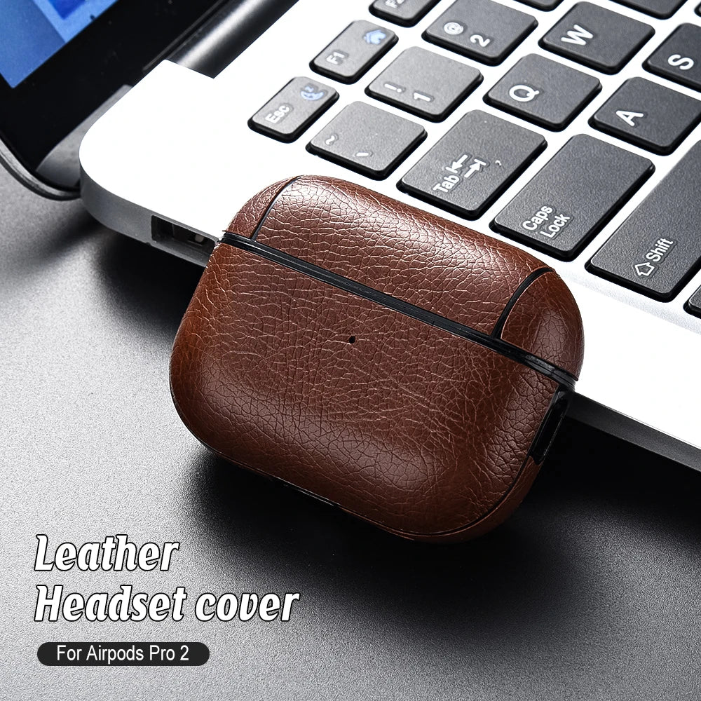 Leather Hard Plastic Cover for AirPods Pro 2 – Case for AirPods Pro 2nd Gen, Funda for AirPods 3 Pro 2023, Headphone Coque