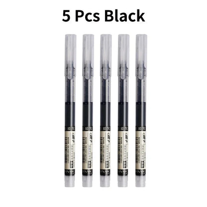 3–5Pcs Quick-Drying Gel Ink Pens 0.5mm – Large Capacity Smooth Writing Pens Black & Blue Ink for School, Office & Stationery Use