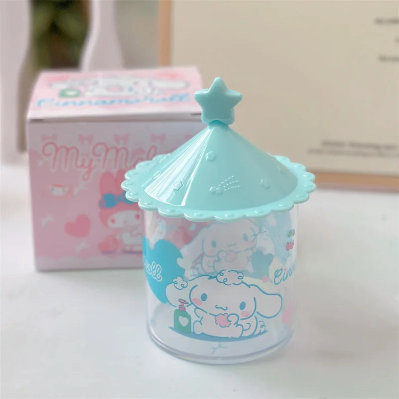 Sanrio Kuromi & Hello Kitty Cotton Swab Storage Box – Cartoon Desktop Organizer with Lid, Jewelry & Accessory Storage Tube Container