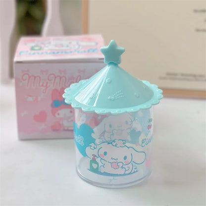 Sanrio Kuromi & Hello Kitty Cotton Swab Storage Box – Cartoon Desktop Organizer with Lid, Jewelry & Accessory Storage Tube Container